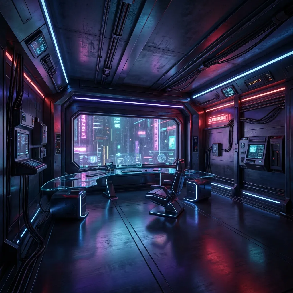 Cyberpunk interior design style
