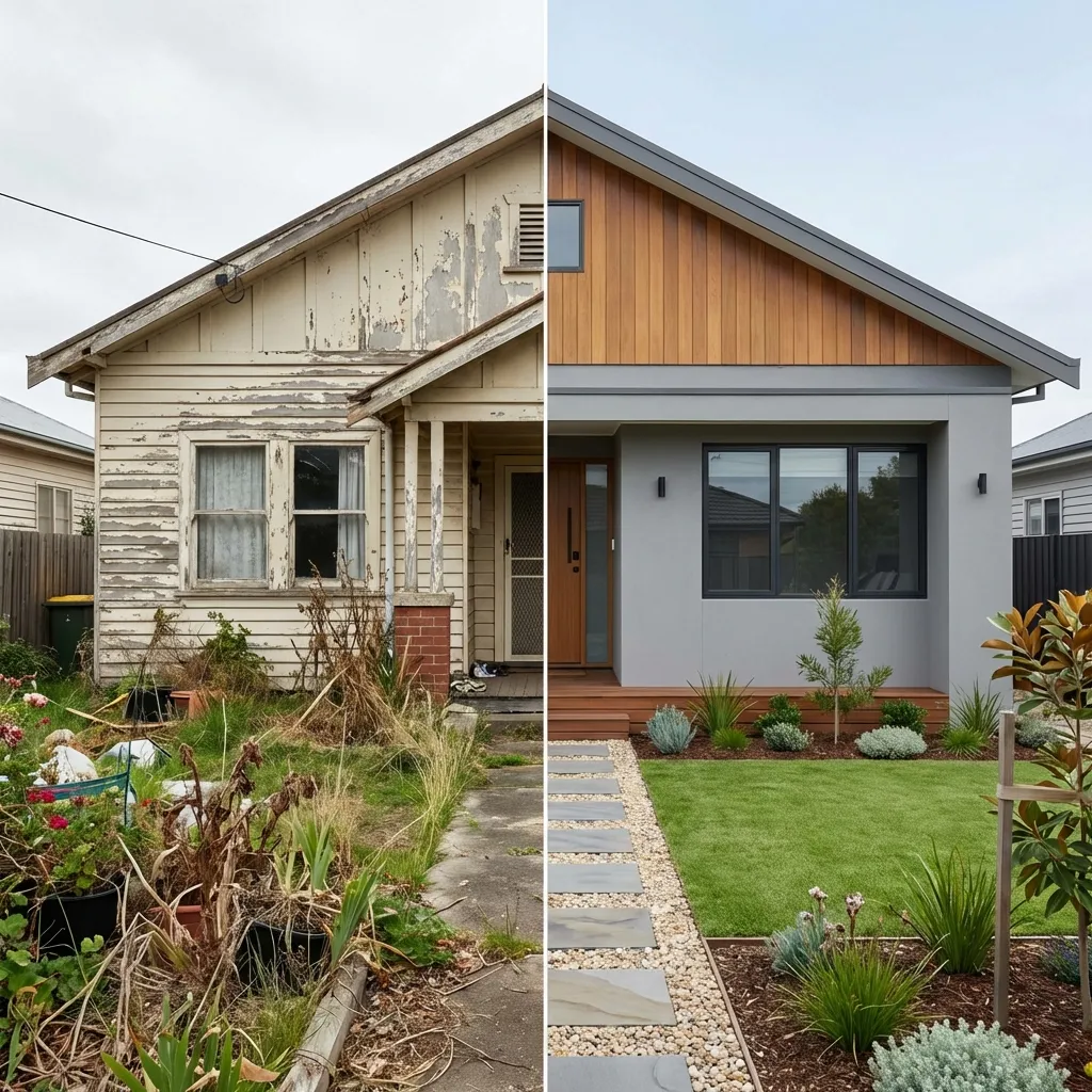 Before and after: a house exterior redesigned with AI
