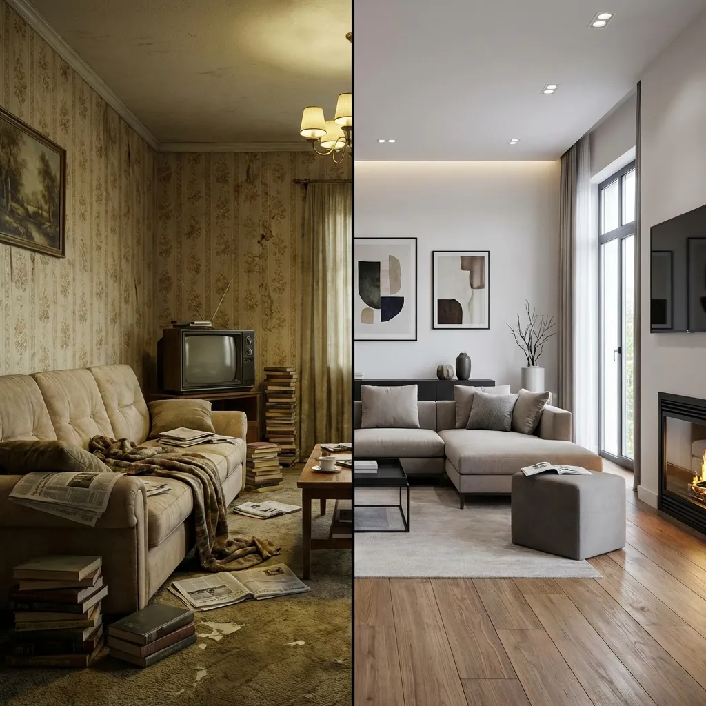 Before and after: a living room redesigned with AI in Archify