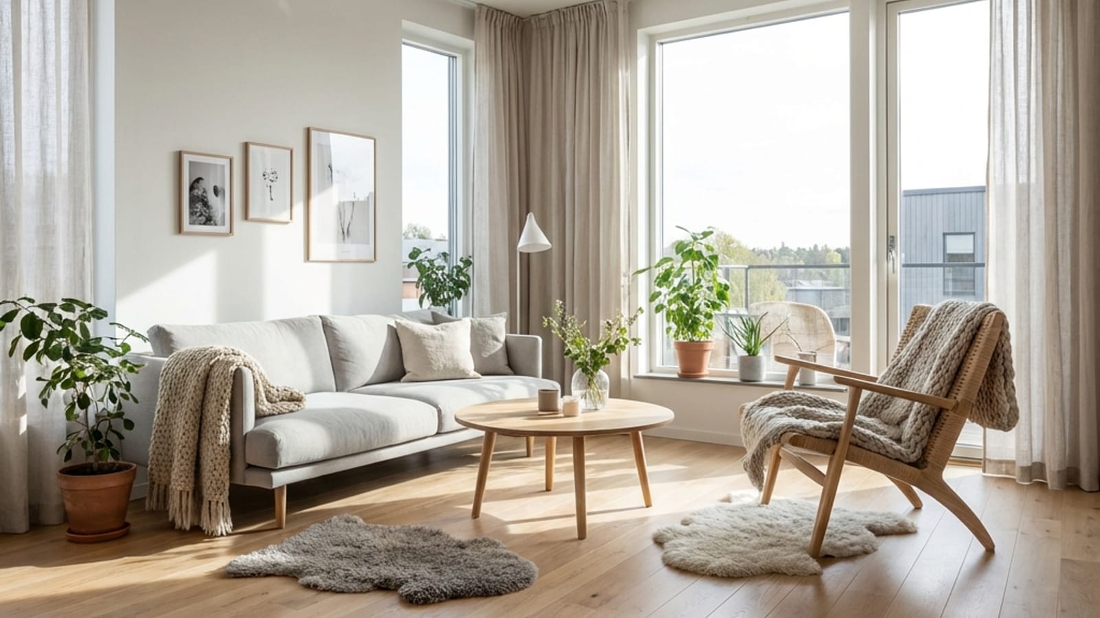 A Scandinavian-style living room designed with AI in Archify